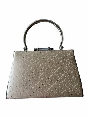 Vintage Structured Metallic Champagne Top-Handle Women's Evening Bag